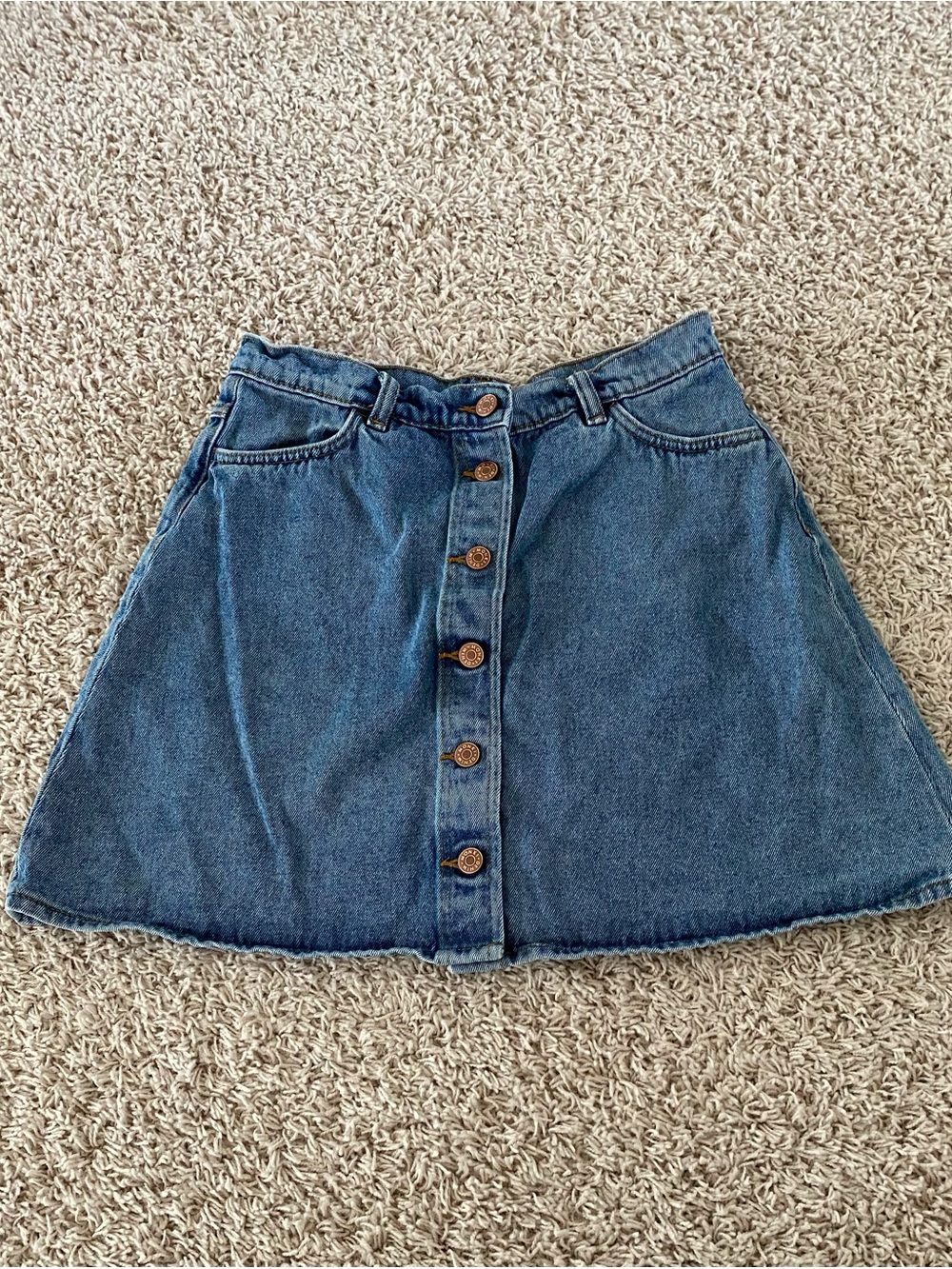 Monki Blue Button-Front Circle Skirt